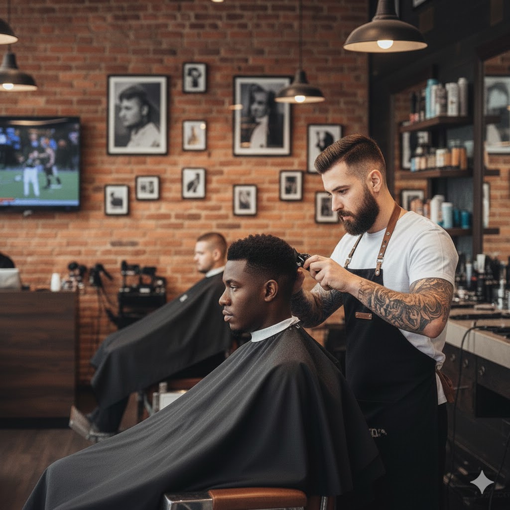 Barber cutting hair